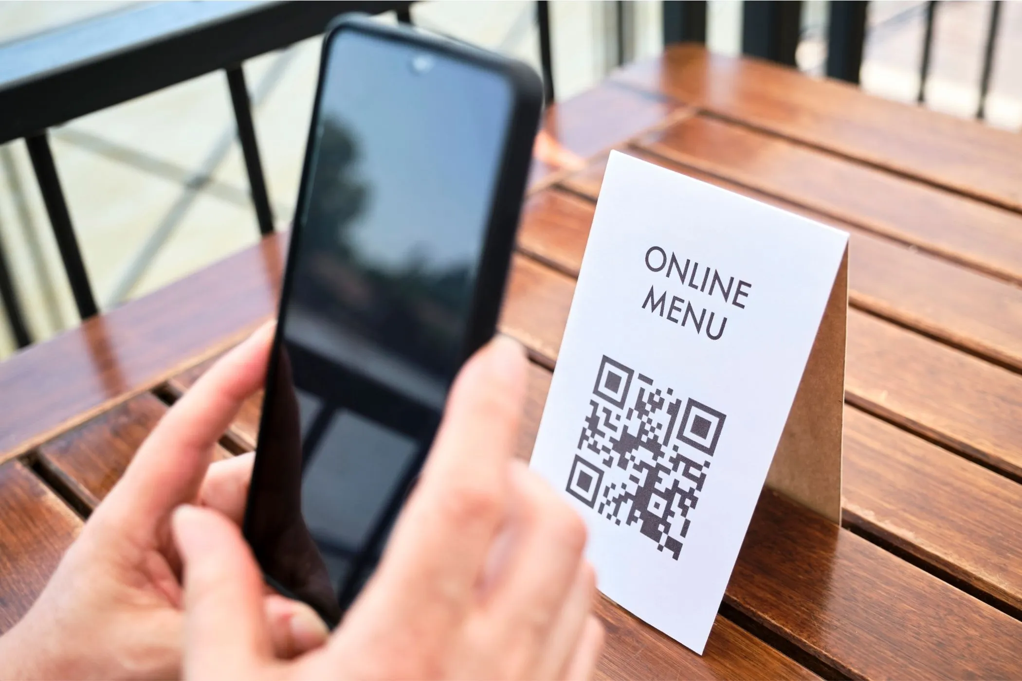 Customer scanning a QR code for menu